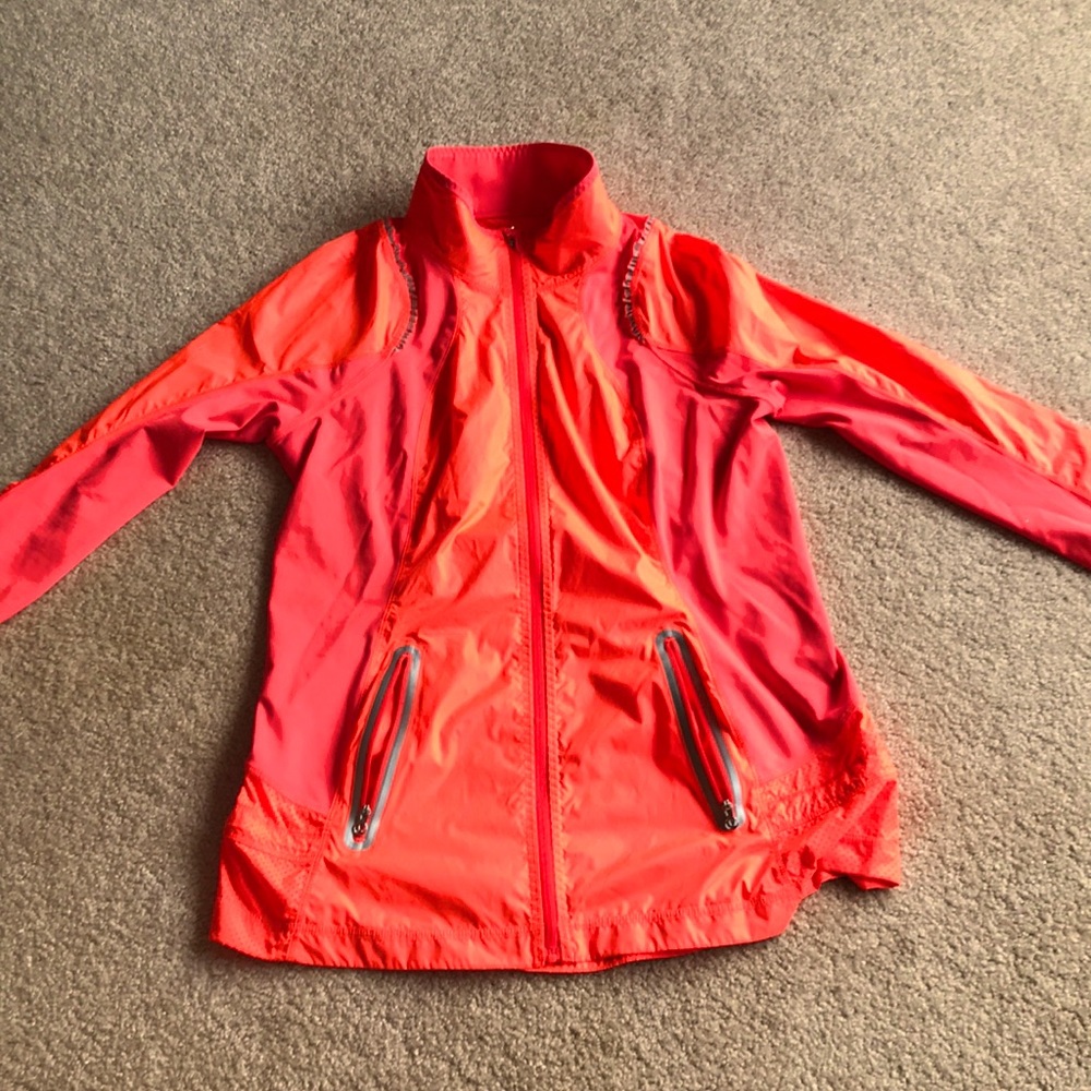 🌸 Lululemon athletica Neon Coral Zip Front Jacket sz 4